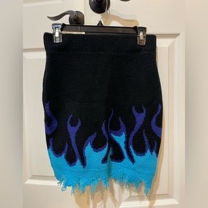 Akira body con pencil wool skirt flame print